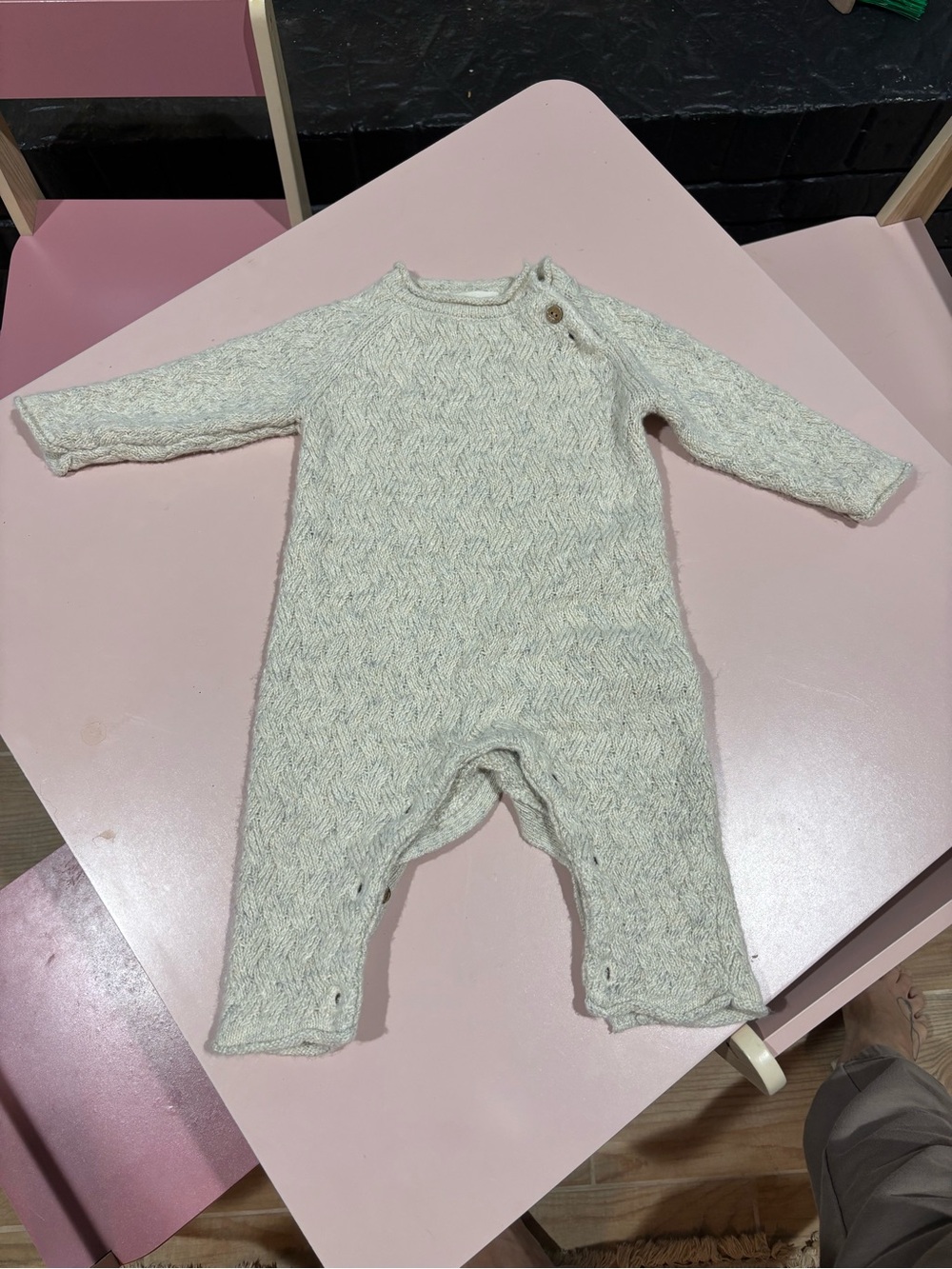 Quincy Mae Cream Knit Baby One-Piece Romper
